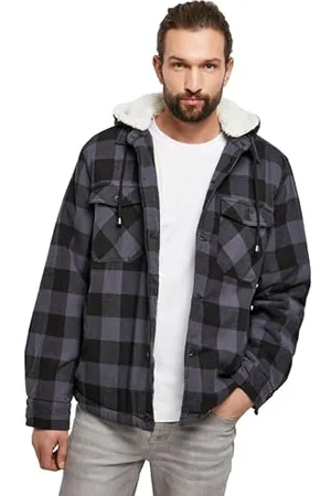Brandit Lumber Jacket Hooded, color: black/grey, size: XL