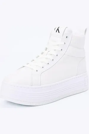 Calvin Klein Jeans Bold PLATF Mid Oh MG LTH Baskets Femme, Blanc (Triple Bright White), 41 EU