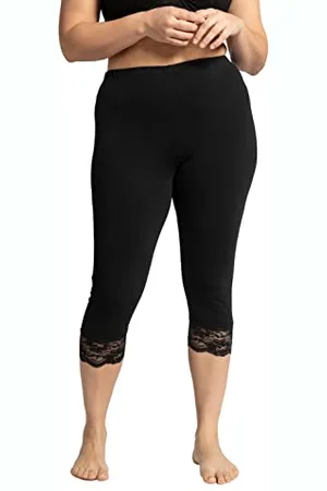 Ulla Popken Capri, Ourlet élastique en Dentelle Pantalon, , 45W x 32L Femme
