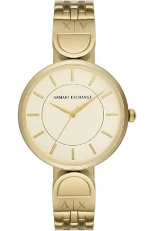 Armani Exchange Montre à Trois Aiguilles, en Acier Inoxydable, doré, pour Femme, AX5385