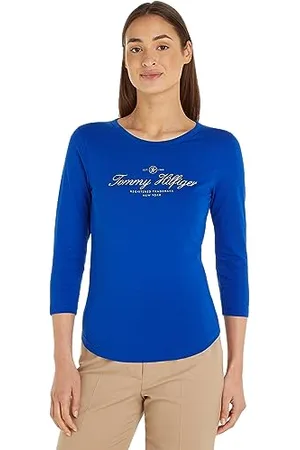 Tommy Hilfiger Femme T-Shirt Manches Longues Open-Neck Basic, , S