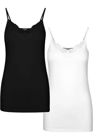VERO MODA Vminge Lace Singlet 2-Pack Noos Tall Haut, , M Taille Femmes
