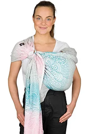 Hoppediz Ring-Sling, Porte-bébé pour les Nouveau-nés et Bébés, Écharpe de portage avec deux anneaux en aluminium, 0-36 mois, 3-20 kg