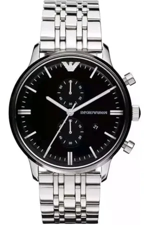 Emporio Armani Montre pour homme, mouvement chronographe à quartz, boîtier en acier inoxydable de 43 mm avec bracelet en acier inoxydable, AR0389