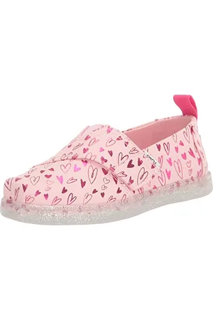 TOMS Tiny Alpargata Espadrille, Pastel Pink Foil Hearts