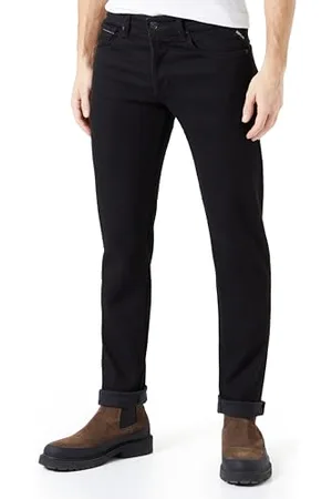 Replay Herren Jeans Grover Straight-Fit, Noir 098 (Schwarz), 33W / 34L