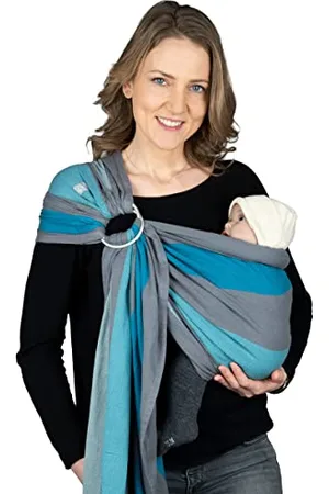 Hoppediz Ring-Sling, Porte-bébé pour les Nouveau-nés et Bébés, Écharpe de portage avec deux anneaux en aluminium, 0-36 mois, 3-20 kg