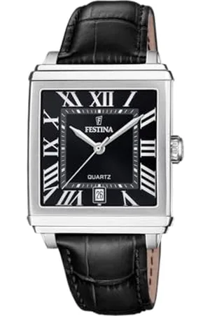 Festina Montre pour Homme F20681/3 on The Square Boîtier en Acier Inoxydable Gris Bracelet en Cuir Noir