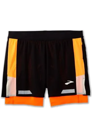 Brooks 211517080 Run Visible 5" 2in1 Short 2.0 Shorts Homme Black/Ecru/Fluoro Flash Taille 40
