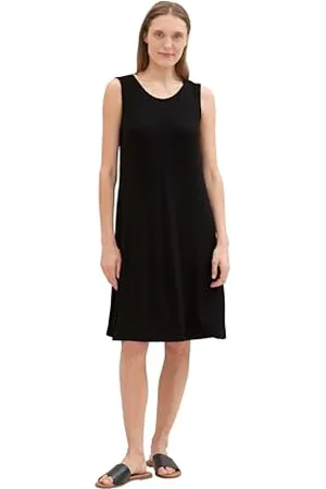 TOM TAILOR 1041520 Robe Basique en Jersey, 14482-Deep Black, 42 Femmes
