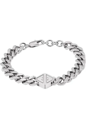 Emporio Armani Bracelet en acier inoxydable pour homme, taille unique, argent, acier inoxydable, chaîne, unisex