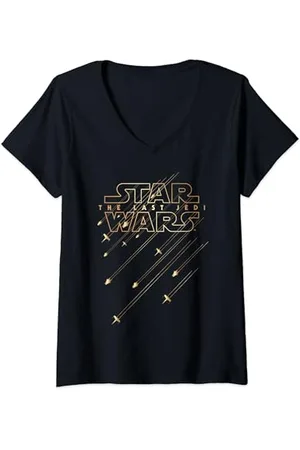 STAR WARS Last Jedi Gold Platinum Rebel Fleet Logo T-Shirt avec Col en V