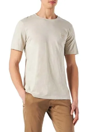 HUGO BOSS Hommes Tegood T-Shirt Regular en Coton flammé avec détail logoté