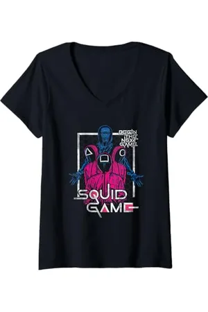 Squid Game Femme Front Man and Guards T-Shirt avec Col en V
