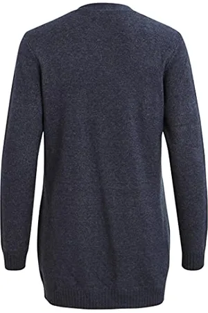 VILA VIRIL Open L/S Knit Cardigan - Noos, Cardigan Femme, Total Eclipse/Detail:Melange