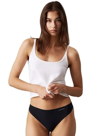 Calvin Klein Strings Femme Lot de 3 Invisibles sans Coutures, Noir (Black/Black/Black), M