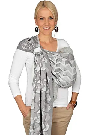 Hoppediz Ring-Sling, Porte-bébé pour les Nouveau-nés et Bébés, Écharpe de portage avec deux anneaux en aluminium, 0-36 mois, 3-20 kg