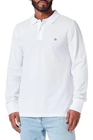 GANT REG LS Rugger À Manches Longues en Piqué Shield Regular, White, L Homme