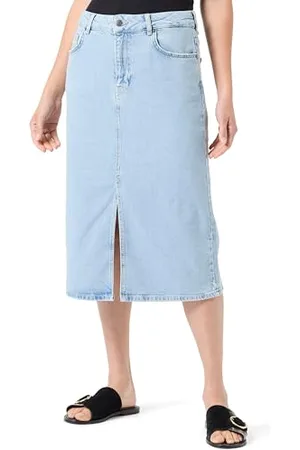 Object Objellen MW Midi Denim Skirt Noos Jupe, , XL Femmes