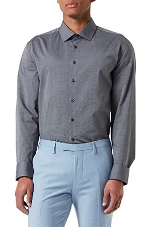Seidensticker Chemise business homme - coupe slim - sans repassage - col Kent - manches longues - 100 % coton