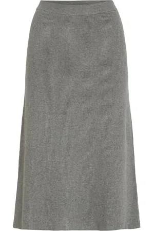 VILA Jupe mi-Longue en Maille Medium Grey Melange S Medium Grey Melange S