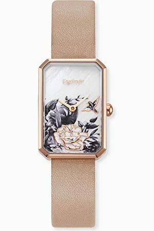 Engelsrufer Quartz Montre avec Bracelet en Cuir véritable ERWA-FLOWER1-LBR1-RR