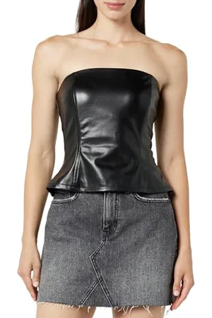 THE DROP Haut Corset pour femme, Alejandra, Sans Bretelles, similicuir, noir, M