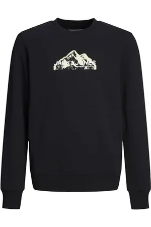 JACK & JONES JACK&JONES JUNIOR JCOMOUNTAIN Logo Sweat Crew Neck SN JNR Maillot de survêtement, Black, 152 Garçon