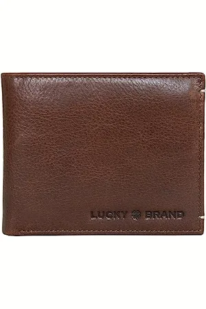Lucky Brand Portefeuille à Deux Volets en Relief pour Homme (Disponible en Toile de Coton ou Cuir), Cuir Lisse, Marron, Taille Unique