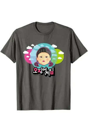 Squid Game Poupée avec visage de nuages Rouge clair Vert clair T-Shirt