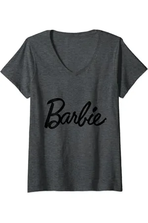 Barbie T-Shirt Logo Noir Plusieurs Tailles + Couleurs T-Shirt avec Col en V