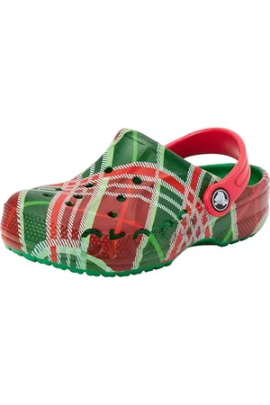 Crocs Unisexe Enfant Baya Holiday Plaid Clog K Sabots, Kelly Green, 32/33 EU