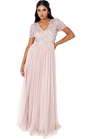 Maya Deluxe Maya Berry Embellished Halter Neck Maxi Dress Robe de Demoiselle d