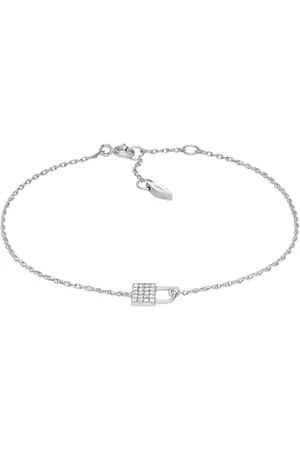 Fossil Bracelet à maillons pour femme, Lock en argent sterling, JFS00625040, Argent brumeux 1