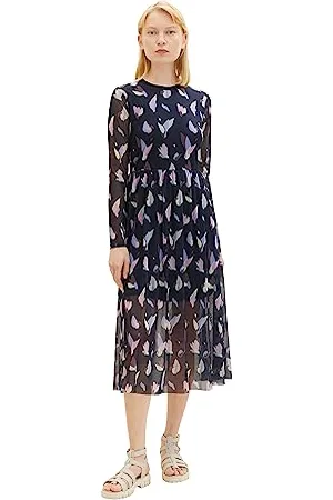 TOM TAILOR TOM TAILOR Robe en Maille pour Femme en Jean avec Motif, , XL Dames