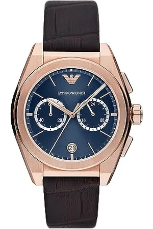 Emporio Armani Montre pour homme, mouvement quartz/chrono, boîtier de 43 mm, bracelet en cuir pro-planet AR11563