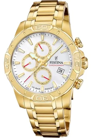Festina Montre pour Homme F20705/1 Timeless Chronograph Boîtier en Acier Inoxydable Doré Bracelet en Acier Inoxydable Doré