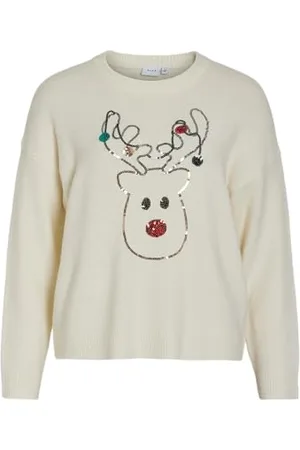 VILA O-Neck Christmas Knit Top Viholly L/S Haut de Noël en Tricot à col Rond, , L Femme