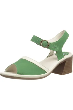 Fly London Femme Lear374fly Sandale à Talon, Vert Clair et Blanc cassé, 40 EU
