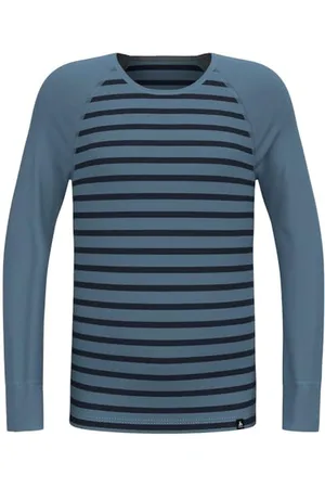 Odlo Sous-vêtements Thermiques pour Enfants - Active Warm Stripes - sous-vêtements de Sport pour Filles et garçons - T-Shirt Thermique à Manches Longues