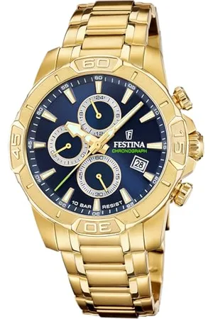 Festina Montre pour Homme F20705/5 Timeless Chronograph Boîtier en Acier Inoxydable Doré Bracelet en Acier Inoxydable Doré