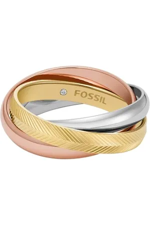 Fossil JF048079985 Harlow Bague pour femme en acier inoxydable tricolore, Acier inoxydable, Aucune pierre précieuse