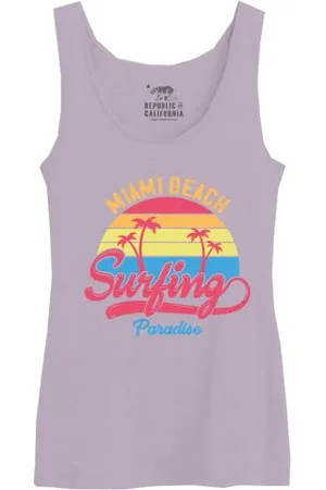 REPUBLIC OF CALIFORNIA « Miami Beach Surfing Paradise » WOREPCZTK030 Débardeur Femme, Lila, Taille S