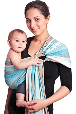 Hoppediz Ring-Sling, Porte-bébé pour les Nouveau-nés et Bébés, Écharpe de portage avec deux anneaux en aluminium, 0-36 mois, 3-20 kg