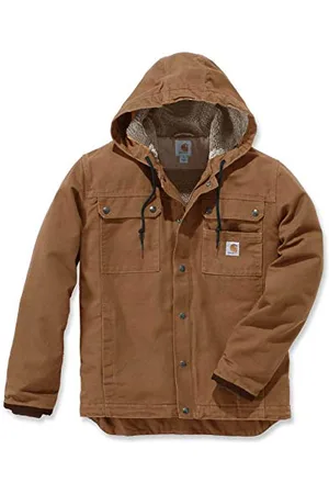 Carhartt Veste de Travail en Toile Lourde Délavée avec Doublure Sherpa Coupe Décontractée Homme, Marron ( Brown), L