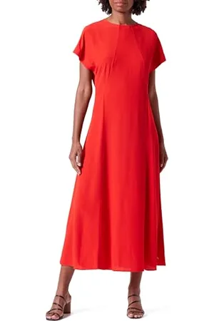 Tommy Hilfiger Robe Femme Viscose Crepe Maxi Dress Manches Courtes, , 36