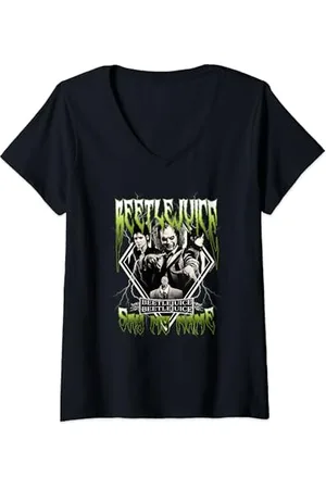 BEETLEJUICE Femme Group Band T-Shirt avec Col en V