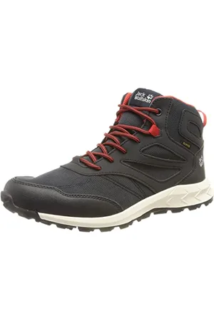 Jack Wolfskin Mixte Enfant WOODLAND TEXAPORE MID K Chaussure de Marche, Night Bleu / Rouge, 28 EU