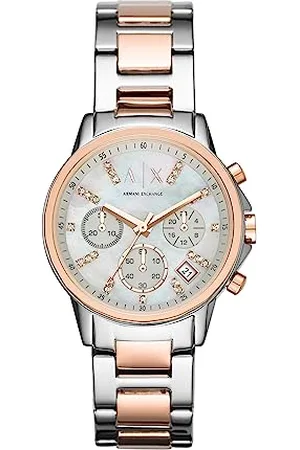 Armani Exchange Montre pour femmes, chronographe à quartz, boîtier en acier inoxydable de 36 mm, 2t/rose avec bracelet en acier inoxydable, AX4331