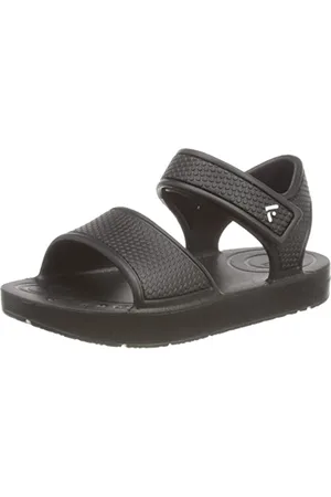 FitFlop Iqushion Kids Ergonomic Back Strap Sandal, Black, 29 EU